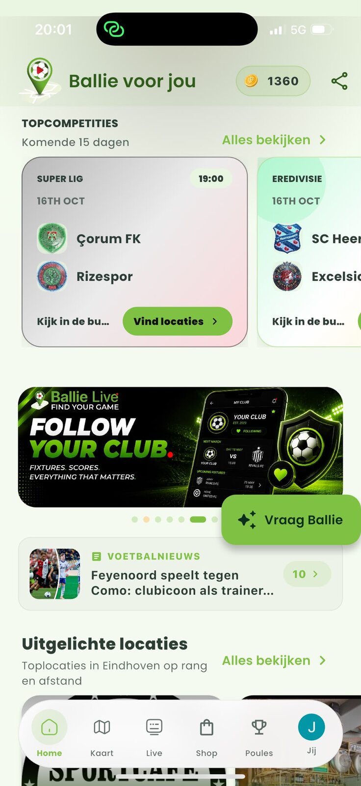 Ballie voor jou app-scherm