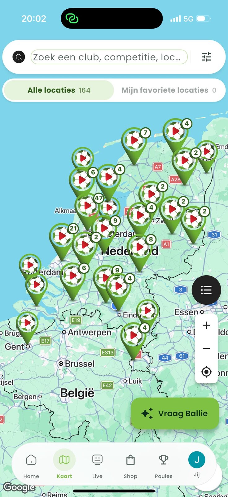 Ballie Maps app-scherm
