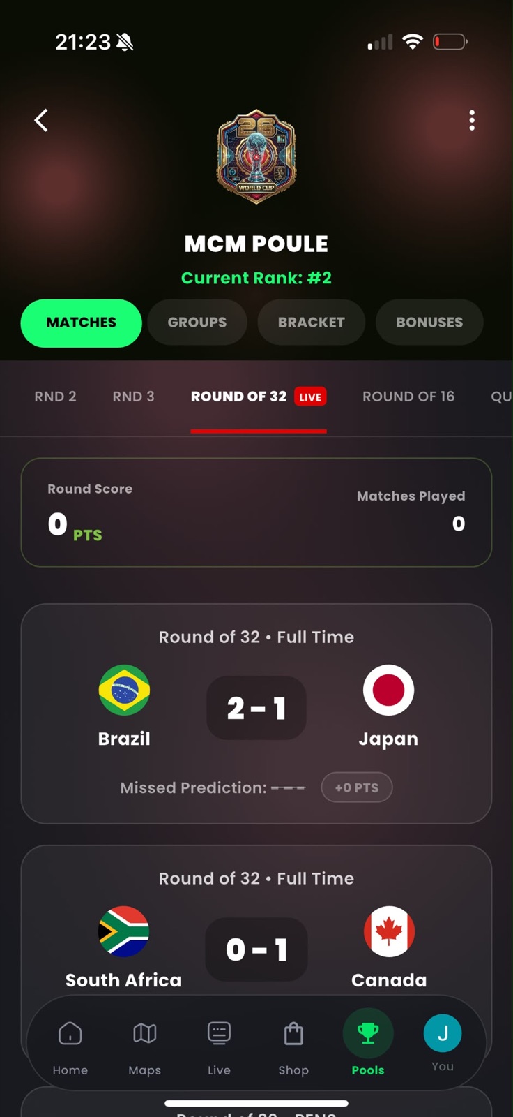 Ballie Pool app screen